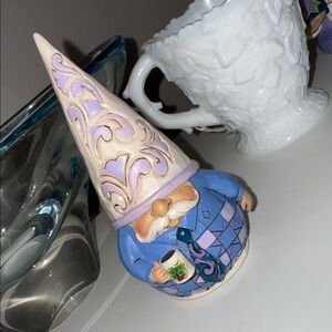 Whimsical  Purple and Blue Jim Shore Gnome Figurine 4 and 1/2 inches tall